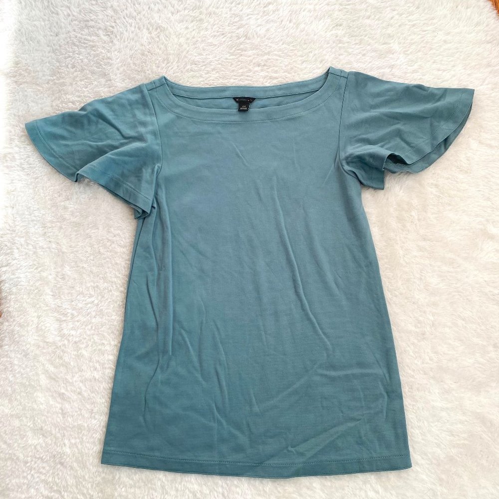 Madewell NWOT Womens Flare Short Sleeve Top, Blue, Size XXS